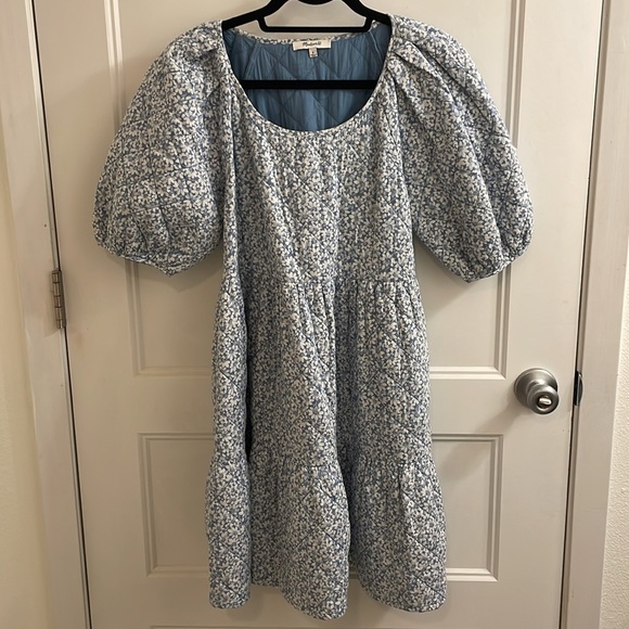 ❗️Moving❗️Madewell puff-sleeved quilted mini dress in sunflower field - Picture 7 of 10